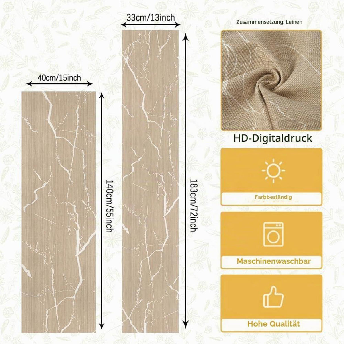 Moderner Tischläufer 40x200 cm Beige Creme Gold Marmor Optik