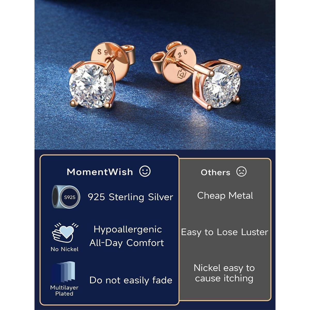Moissanit Ohrstecker 585 Gold Rosegold Damen Schmuck 0,6 Karat