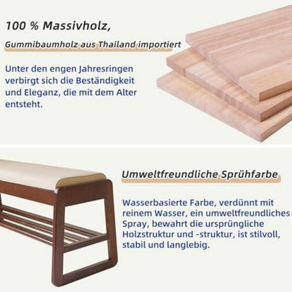 Massivholz Schuhbank mit Kissen & Klappdeckel – 60cm Walnuss