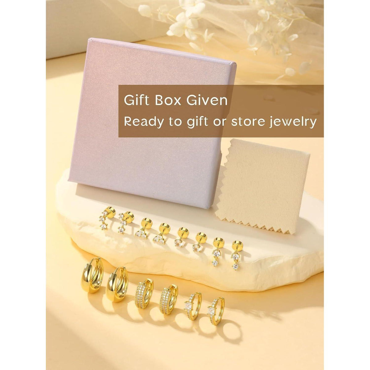 7 Paar Ohrringe Damen – Gold & Silber Helix Piercing Set