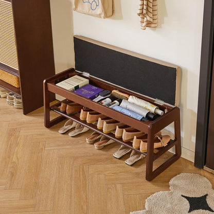 Holz Schuhbank mit Kissen & Klappdeckel – Sitzbank 100cm