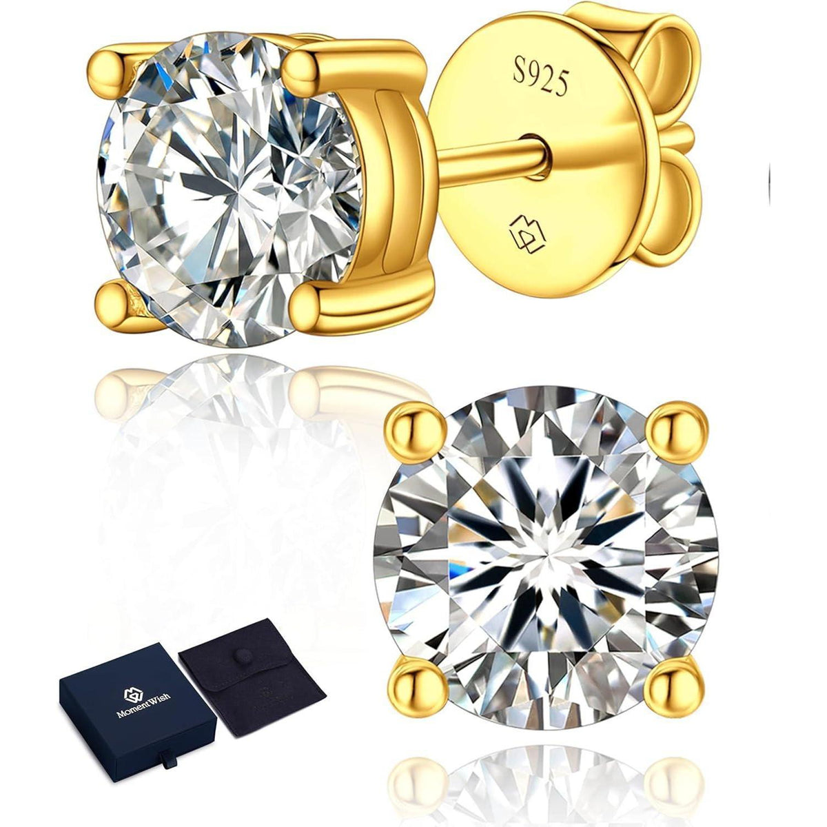 Moissanit Ohrstecker 585 Gold 3 Karat Rosegold Hypoallergen Geschenk Damen
