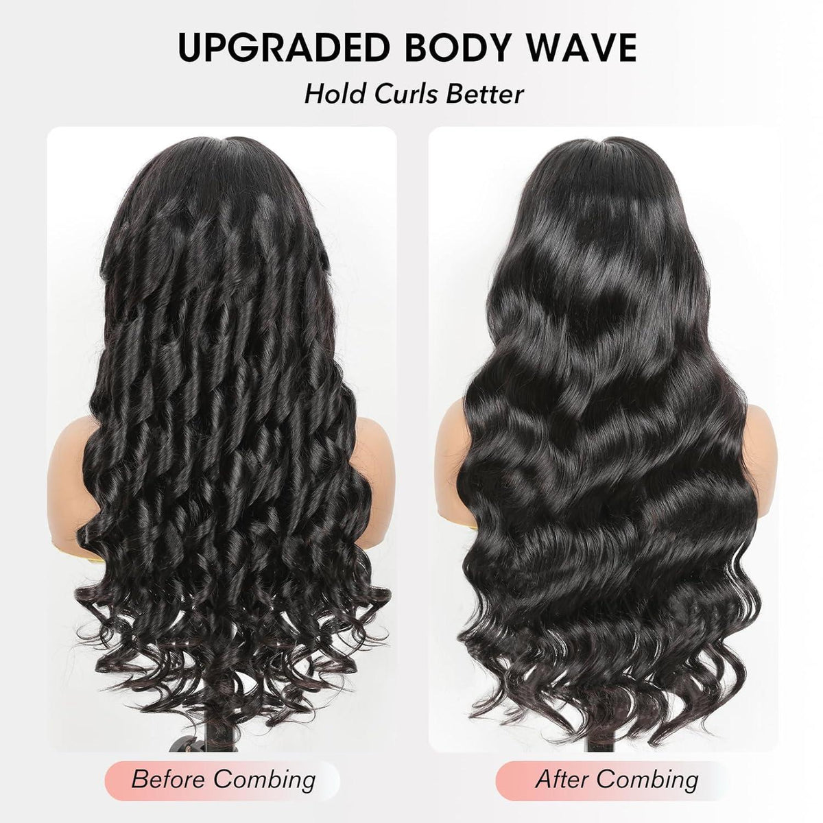 Echthaar Perücke mit Pony – Loose Body Wave, 40cm