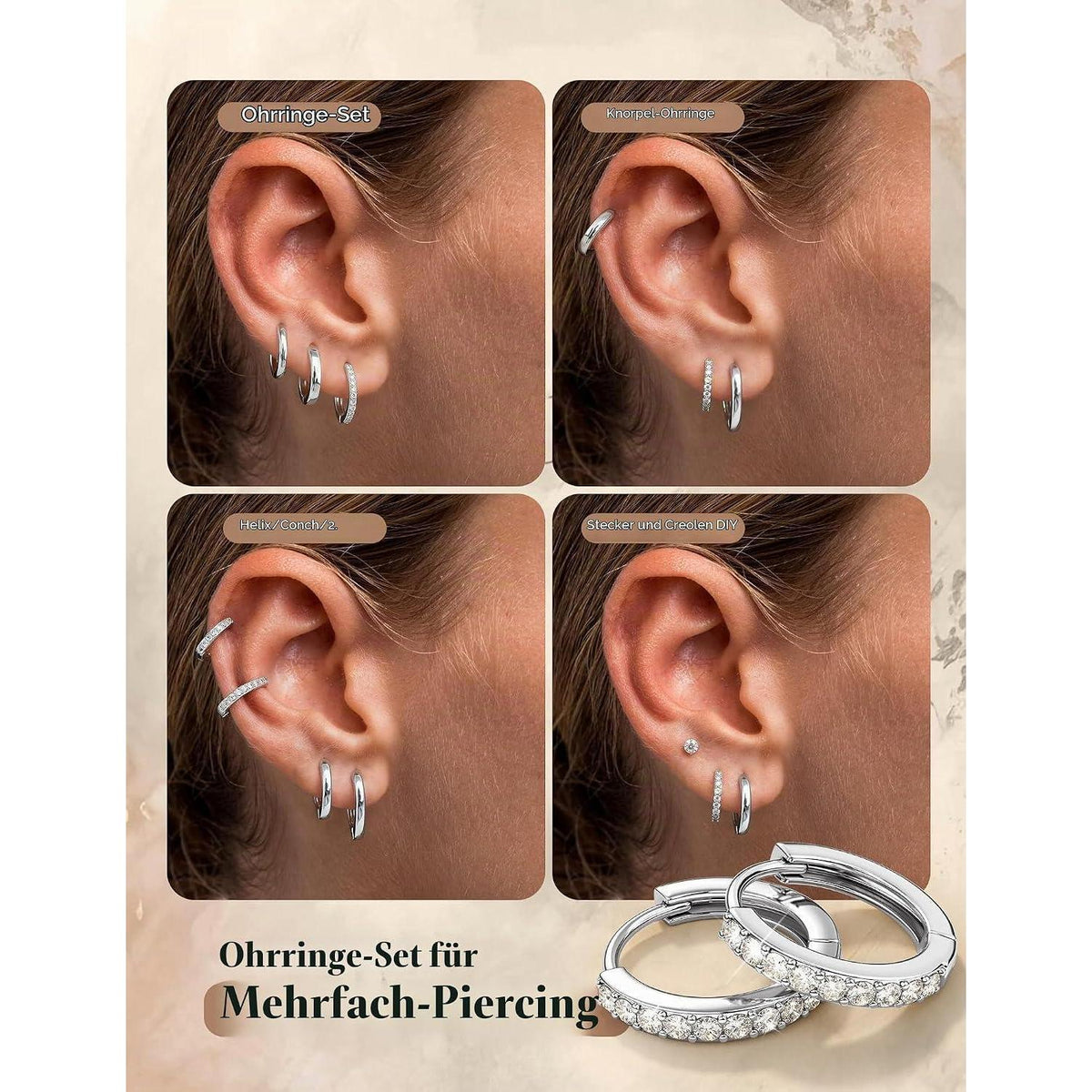 5 Paar Creolen Silber 925 – Helix & Knorpel Ohrringe