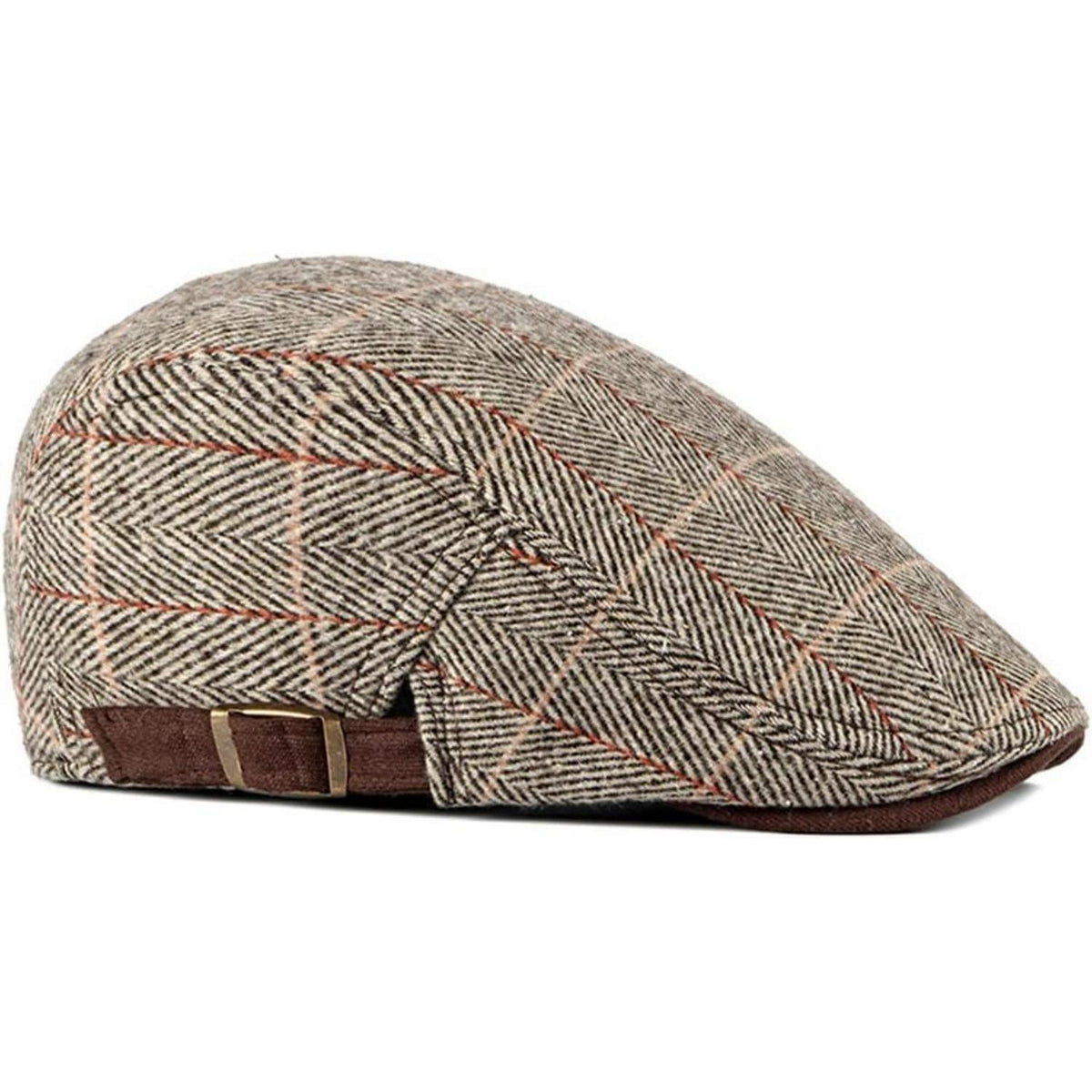 Tweed Schiebermütze Herren Vintage Flatcap Verstellbar