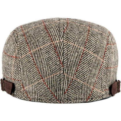 Tweed Schiebermütze Herren Vintage Flatcap Verstellbar