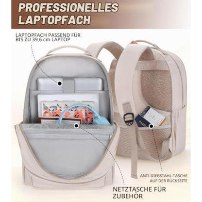 Damen Rucksack 15,6 Zoll Laptopfach Wasserdicht Schulrucksack Schwarz Gold