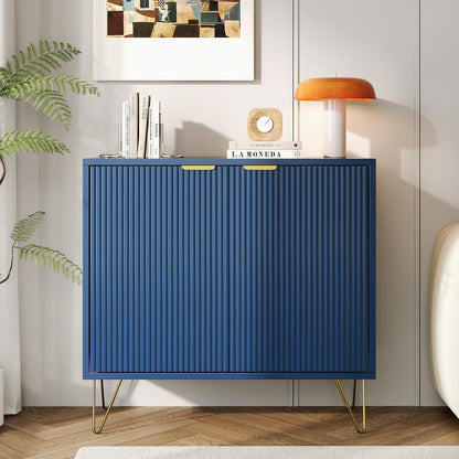 Blauer Küchenschrank mit 2 Türen & Ablagen – 80x40x78cm