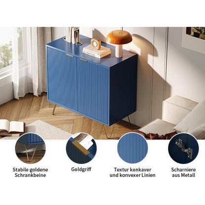 Blauer Küchenschrank mit 2 Türen & Ablagen – 80x40x78cm