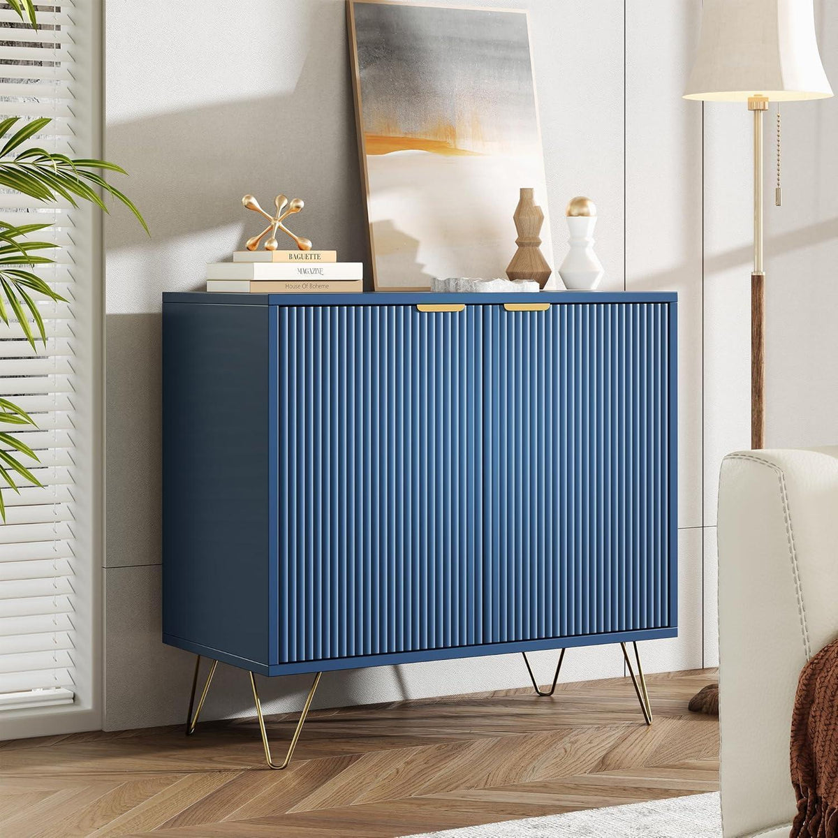 Blauer Küchenschrank mit 2 Türen & Ablagen – 80x40x78cm