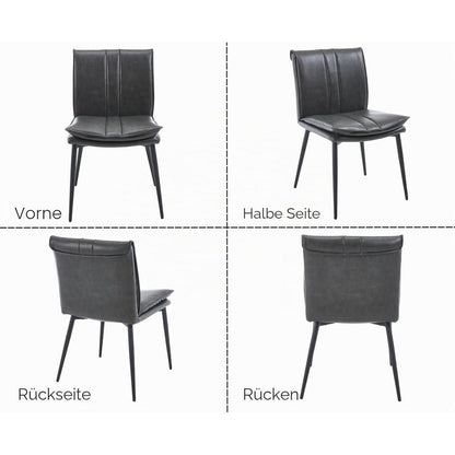 Ya-Home Esszimmerstühle 2er Set Grau – & Metall in Lederoptik
