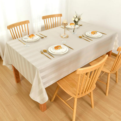 Gestreifte Tischdecke wasserabweisend 130x220 cm Beige
