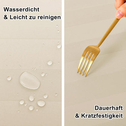 Gestreifte Tischdecke wasserabweisend 130x220 cm Beige