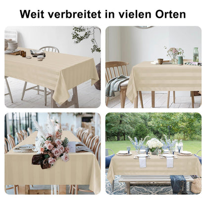 Gestreifte Tischdecke wasserabweisend 130x220 cm Beige