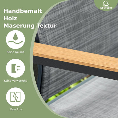 Gartenmöbel Set mit Metalltisch und stapelbaren Stühlen
