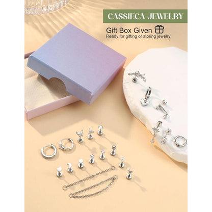 Helix Piercing Set 21tlg. Chirurgenstahl Ohrringe Damen