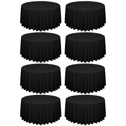 8x Runde Tischdecke Schwarz 300cm – Polyester, Knitterfrei