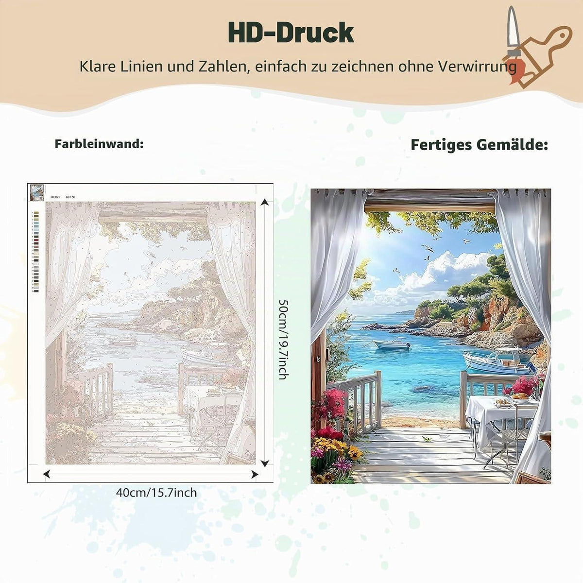 Malen nach Zahlen Meerlandschaft für Erwachsene – DIY Ölgemälde Set