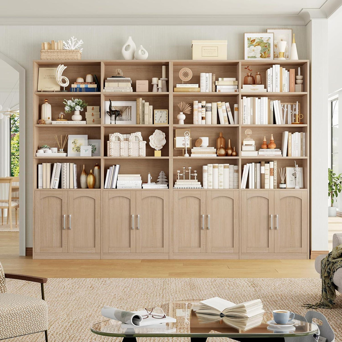 Bücherregal mit Türen & Fächern | Eiche | 185,5 cm hoch