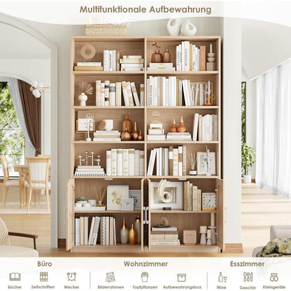 Bücherregal mit Türen & Fächern | Eiche | 185,5 cm hoch