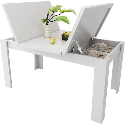 Esstisch weiß 120x70cm mit Stauraum – Multifunktional & Platzsparend