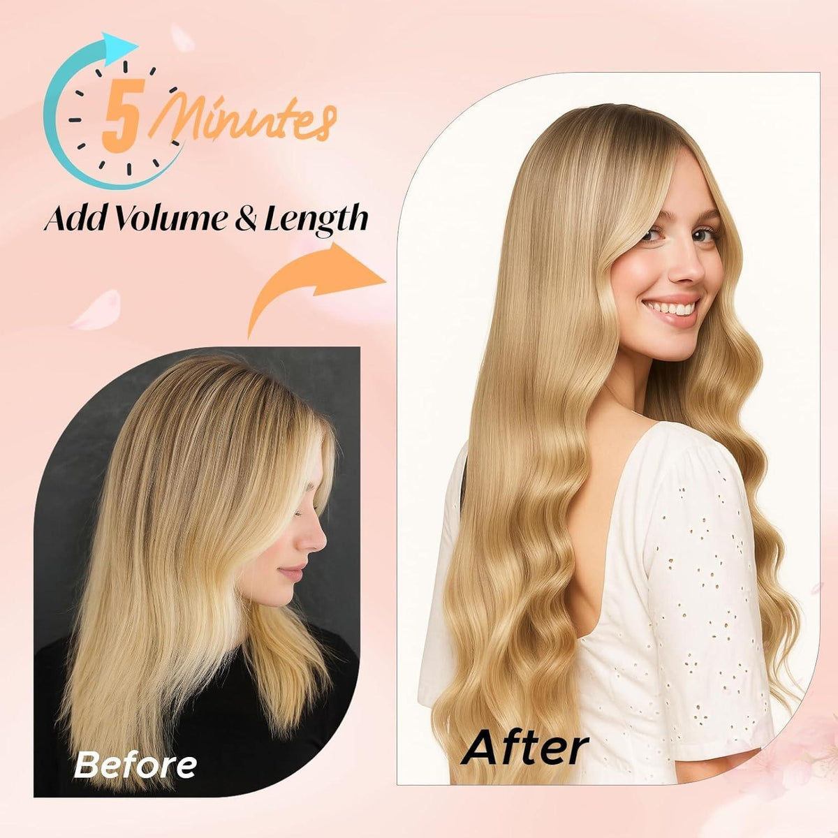 Clip-in Haarverlängerung Echthaar Dunkelbraun 20cm - 45g