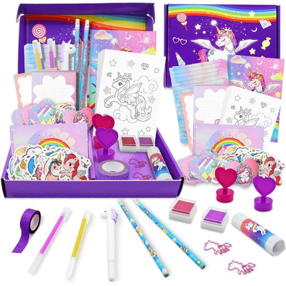 Einhorn Schreibwarenset Tagebuch Mädchen Geschenk 6-12 Jahre
