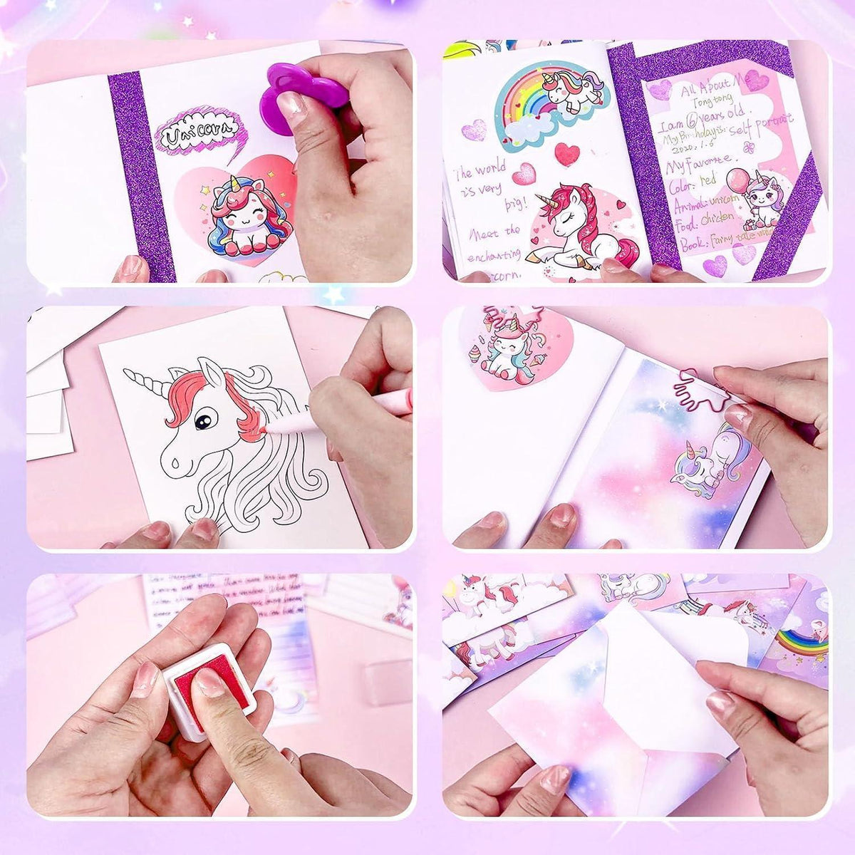 Einhorn Schreibwarenset Tagebuch Mädchen Geschenk 6-12 Jahre