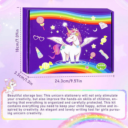 Einhorn Schreibwarenset Tagebuch Mädchen Geschenk 6-12 Jahre