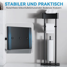 Stehender Toilettenpapierhalter mit Ablage, 4 Rollen, Schwarz Matt