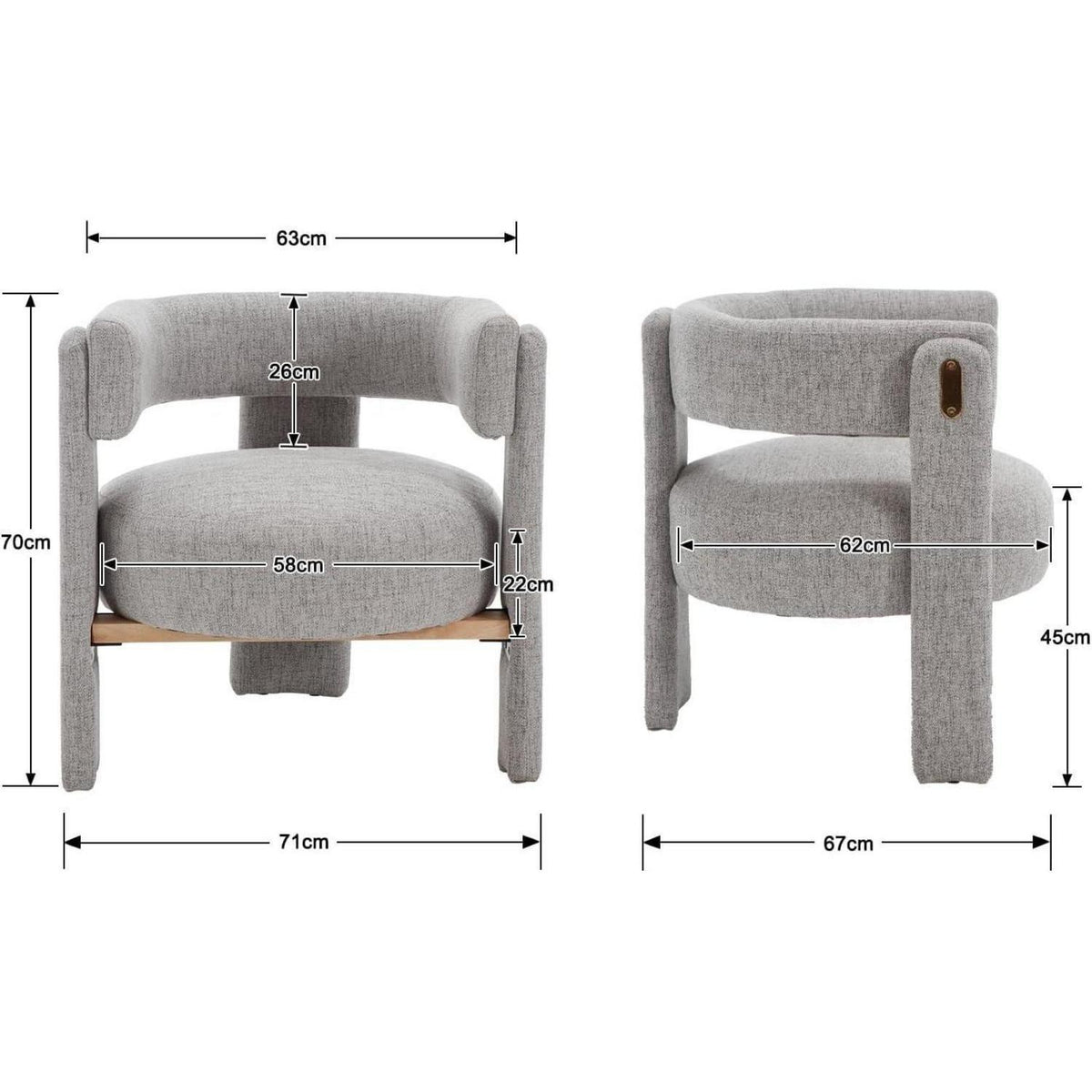 Leinen Loungesessel Grau – Bequemer Relaxsessel mit Holzrahmen