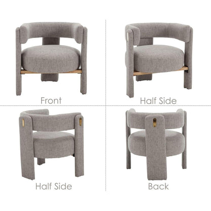 Leinen Loungesessel Grau – Bequemer Relaxsessel mit Holzrahmen