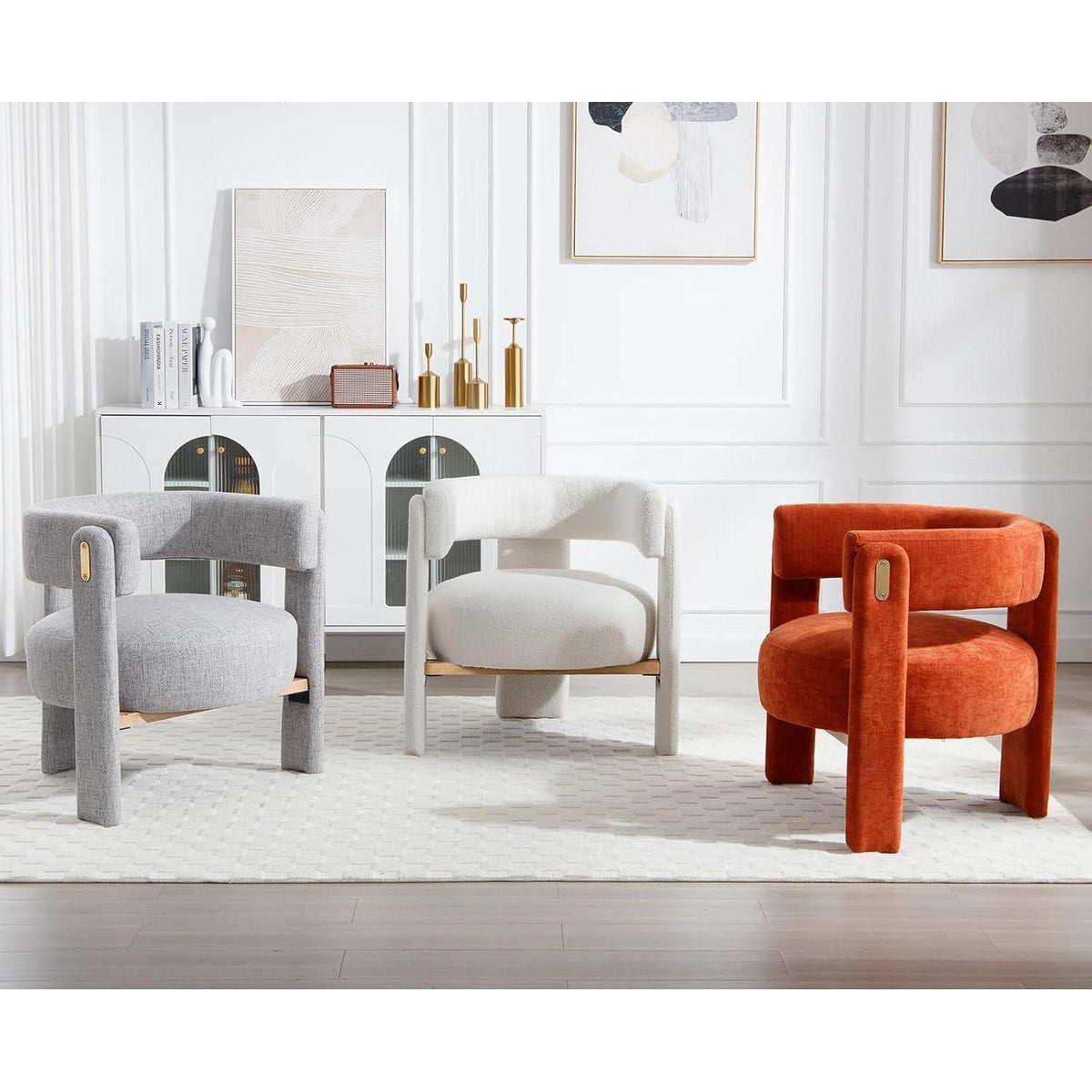Ya-Home Loungesessel Kunstfell – Bequemer Sessel mit Holzrahmen, Weiß