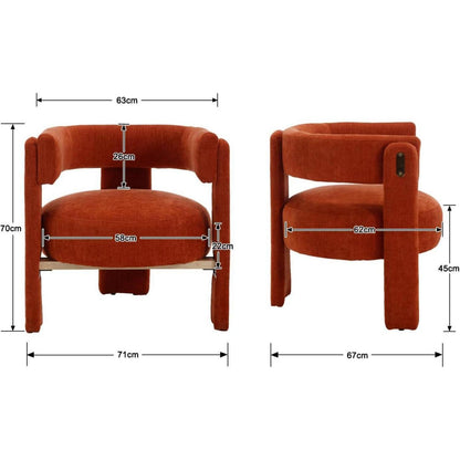 Chenille Loungesessel Orange – Bequemer Sessel mit Holzrahmen