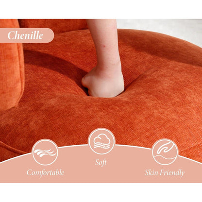 Chenille Loungesessel Orange – Bequemer Sessel mit Holzrahmen