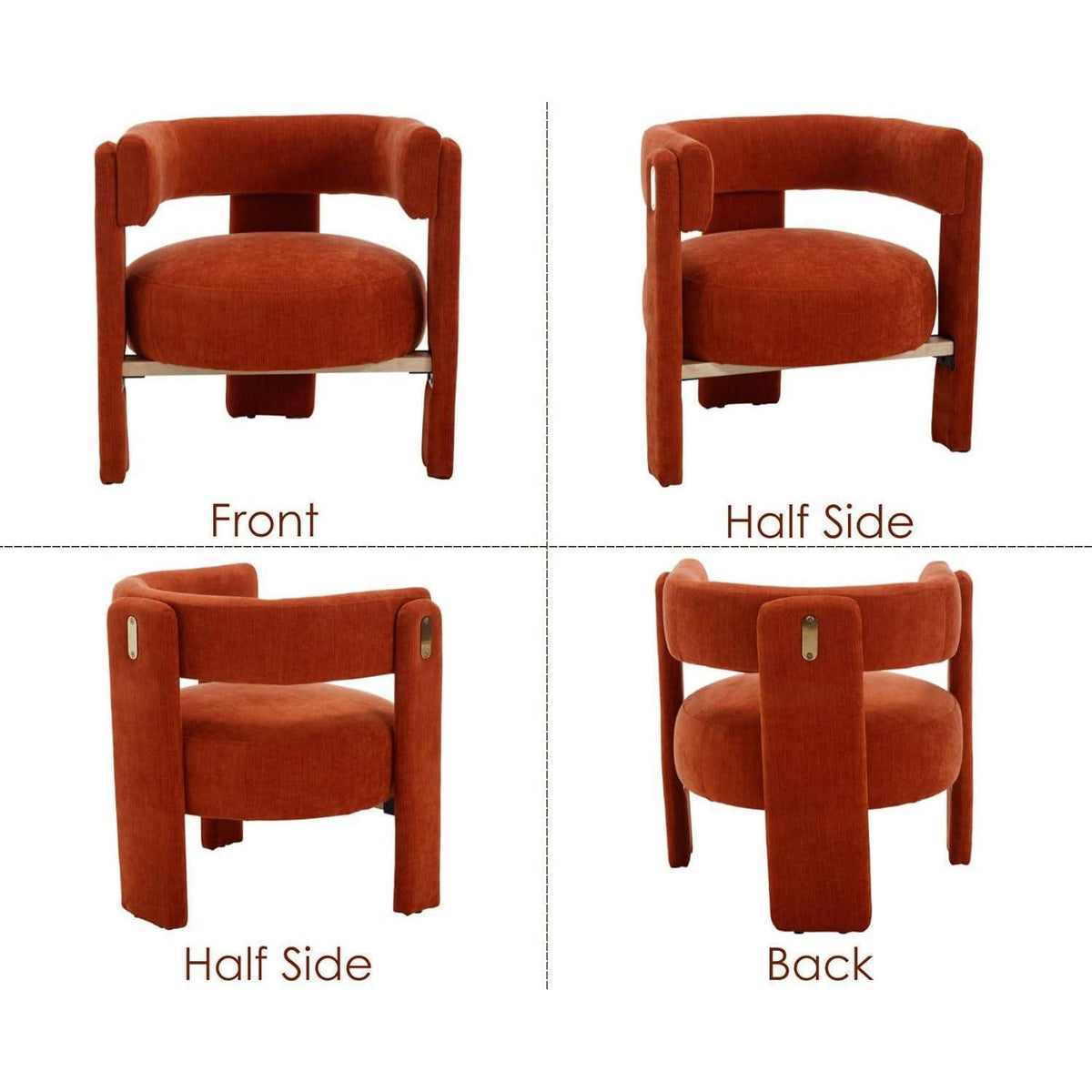 Chenille Loungesessel Orange – Bequemer Sessel mit Holzrahmen