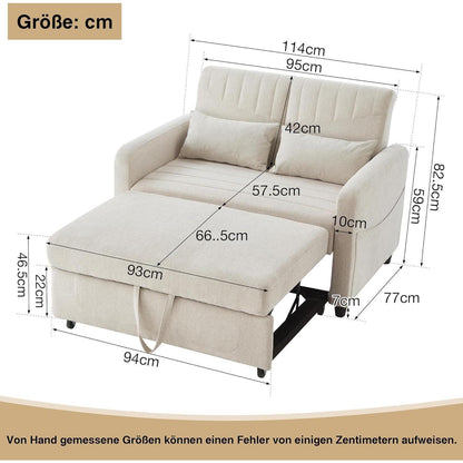 Schlafcouch Zweisitzer mit Bettkasten, Beige