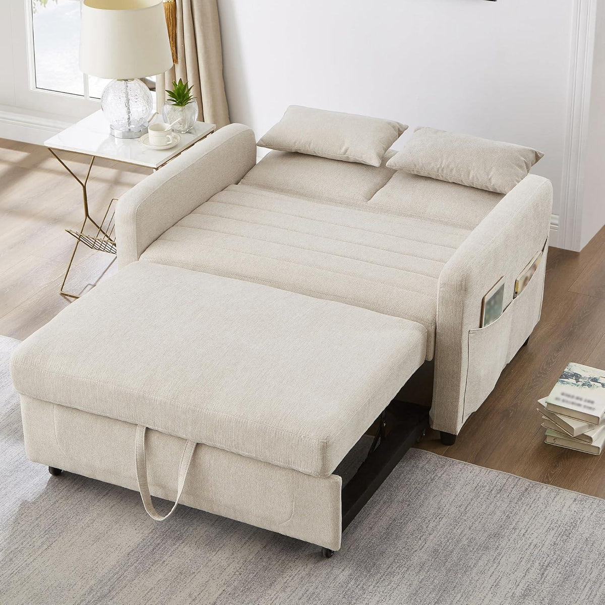 Schlafcouch Zweisitzer mit Bettkasten, Beige