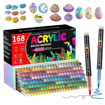 168 Acrylstifte Pinselspitze für Stein, Glas & mehr