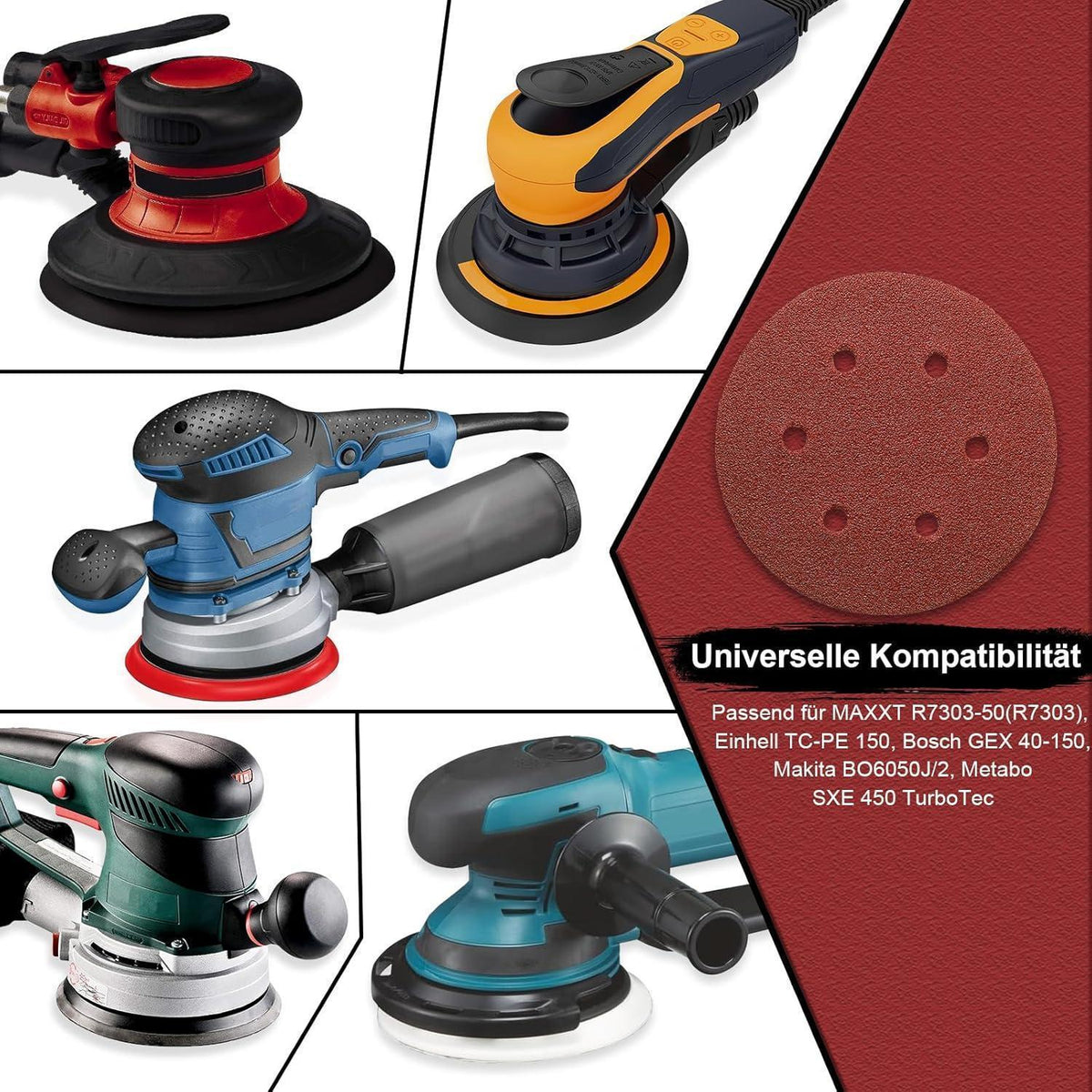Schleifpapier 150mm Klett, 100 Stück, gemischte Körnung