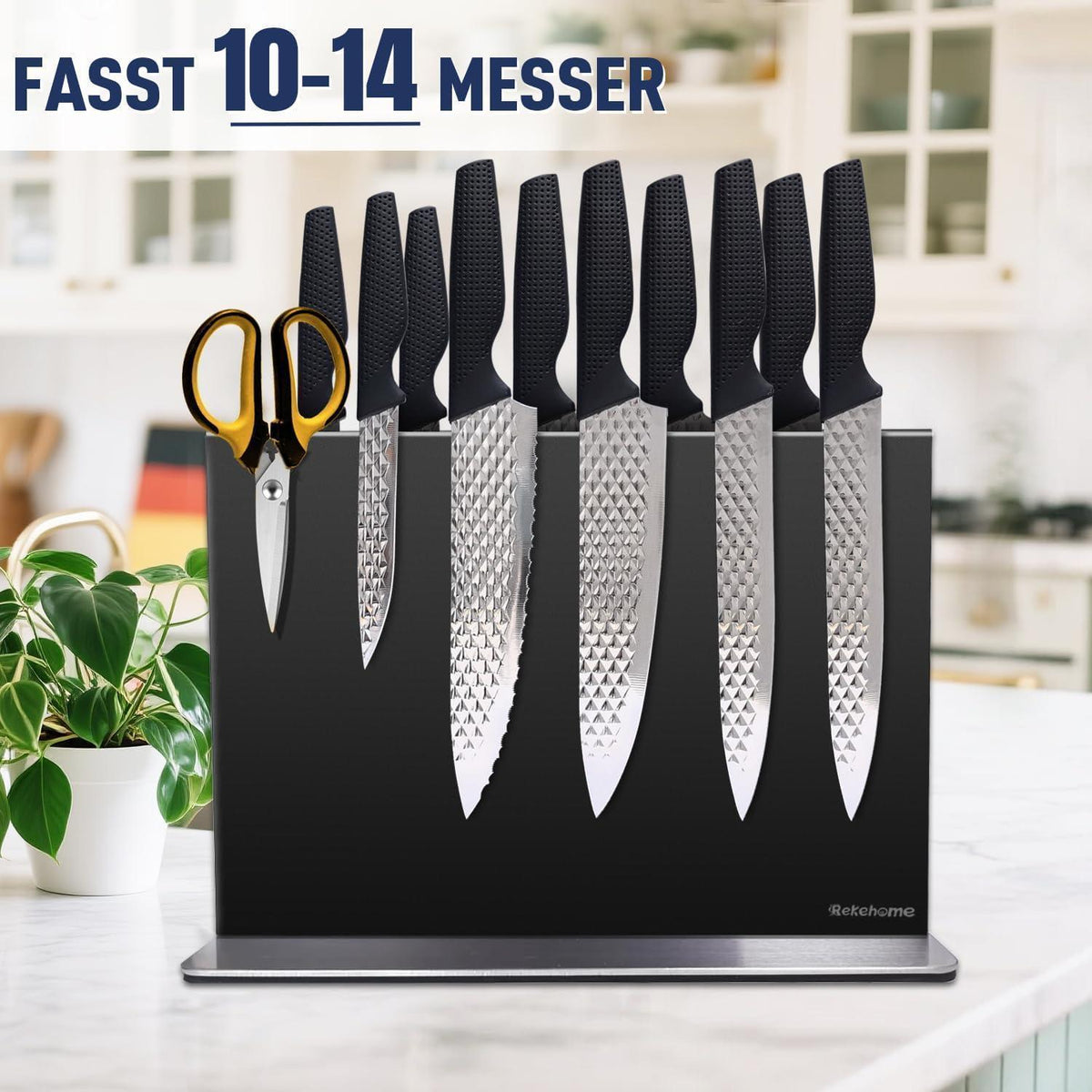 Magnetischer Messerblock Schwarz 30cm – Edelstahl & Bohrfrei
