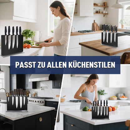 Magnetischer Messerblock Schwarz 30cm – Edelstahl & Bohrfrei