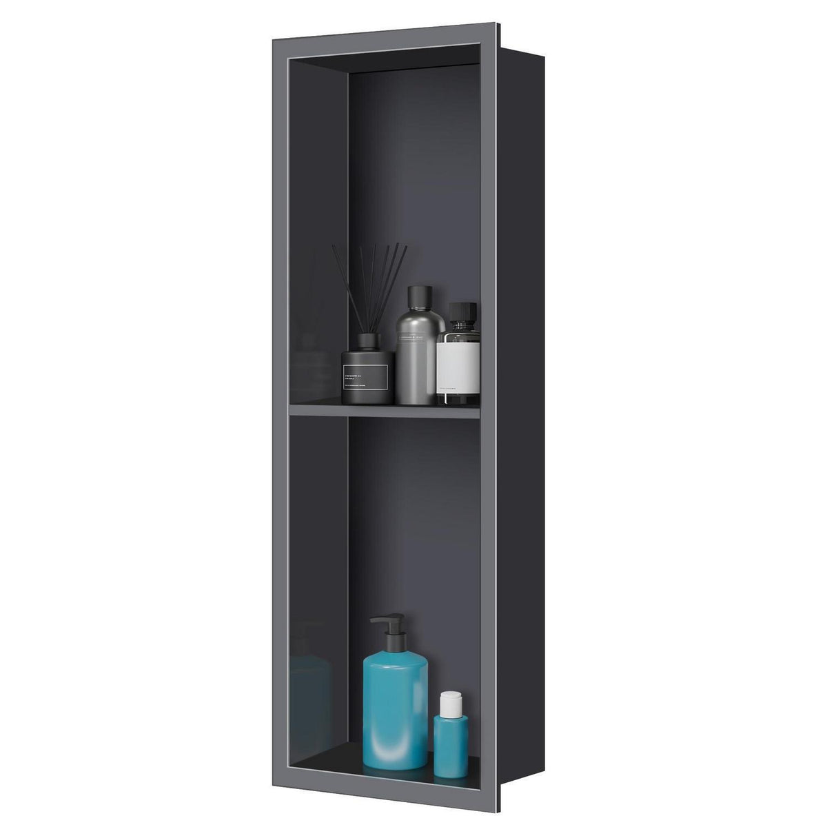 Edelstahl Duschnische Schwarz 20x60x10cm – Wandnische für Badezimmer
