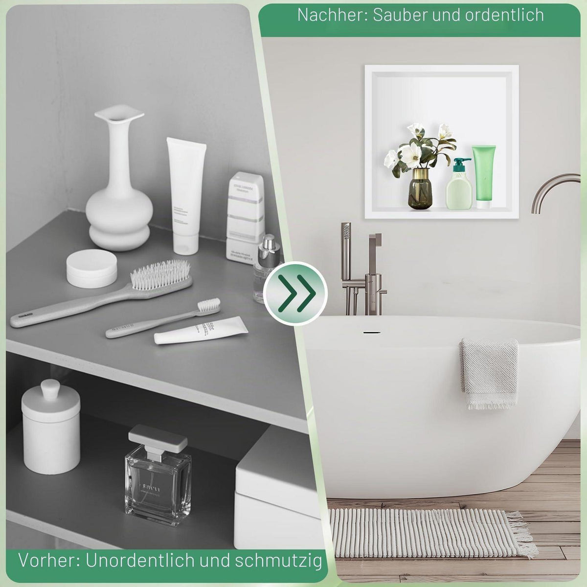 Wandnische Dusche Weiß 30x30cm – Edelstahl Badezimmerregal