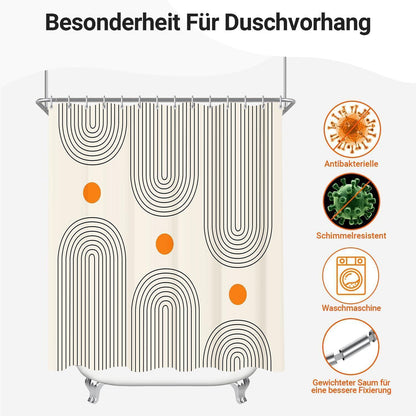 Duschvorhang Geometrische Kurve 180x160cm mit Haken