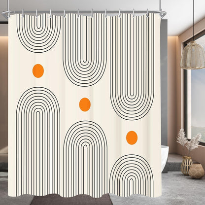 Duschvorhang Geometrische Kurve 180x160cm mit Haken