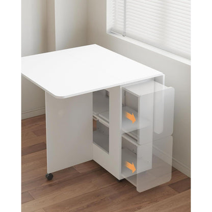 Klappbarer Esstisch Set mit 4 Stühlen – Weiß, 120x80cm