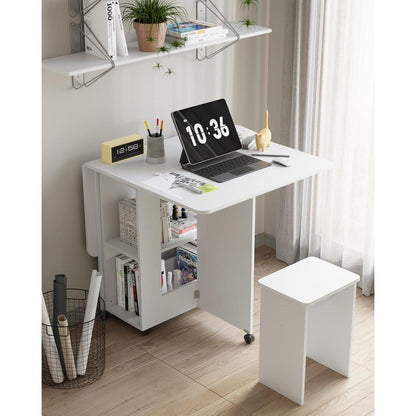 Klappbarer Esstisch Set mit 4 Stühlen – Weiß, 120x80cm
