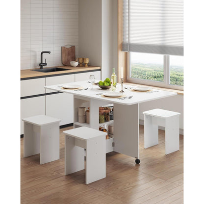 Klappbarer Esstisch Set mit 4 Stühlen – Weiß, 120x80cm