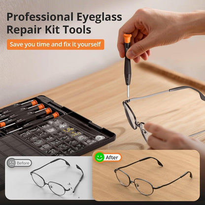 Brillen Reparaturset mit Schrauben, Nasenpads & Werkzeugen
